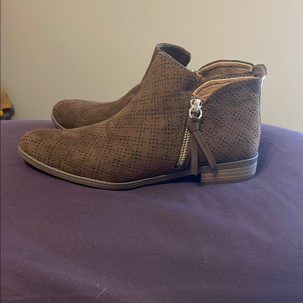 Dr. Scholl's Perforated Brown Ankle Booties